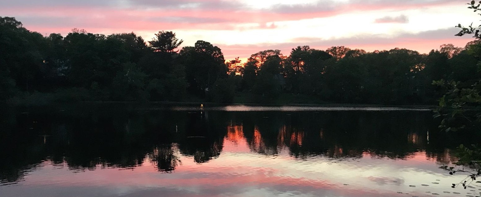 pink sunset on lake